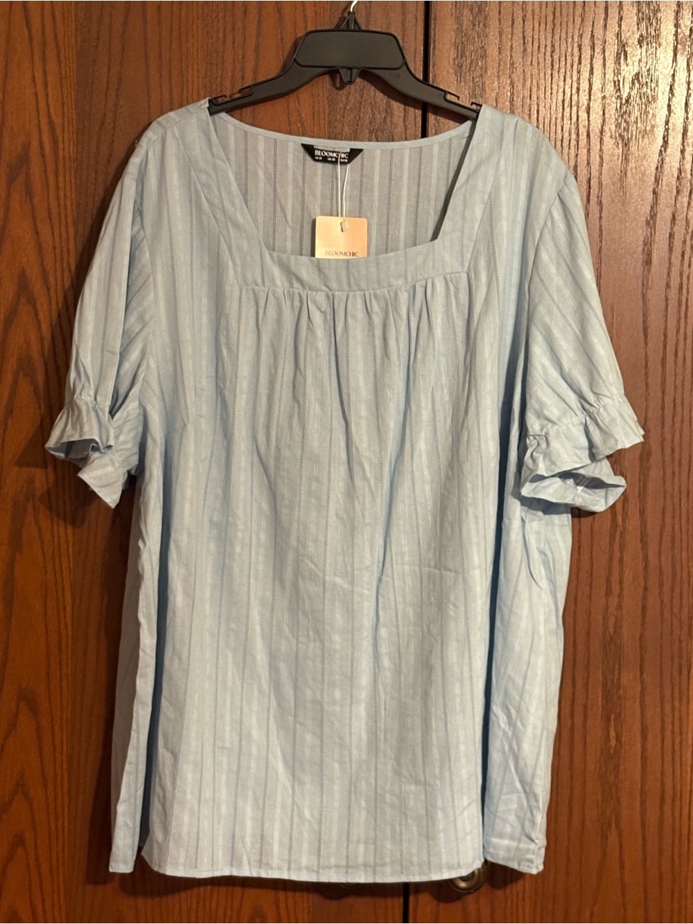 Bloomchic Soft Blue Striped Scoop Neck Women's Top size 26